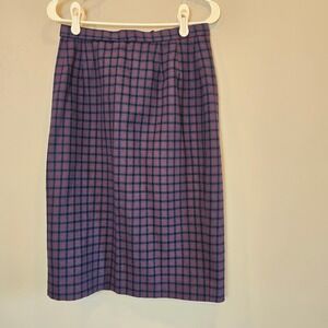 Pendleton Skirt Womens 10 Wool Purple Blue Plaid